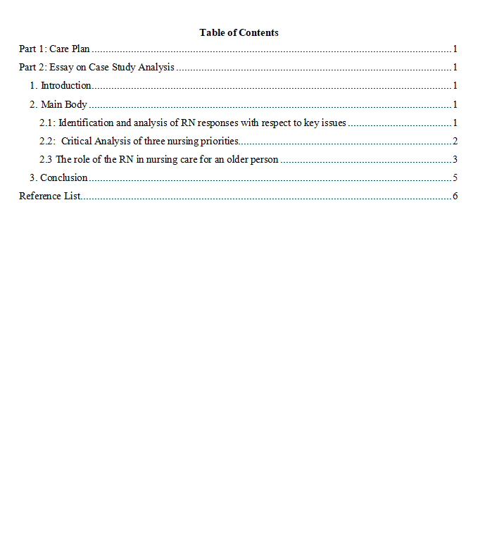 HSNS370 Care Plan & Case Analysis Sample Paper-1