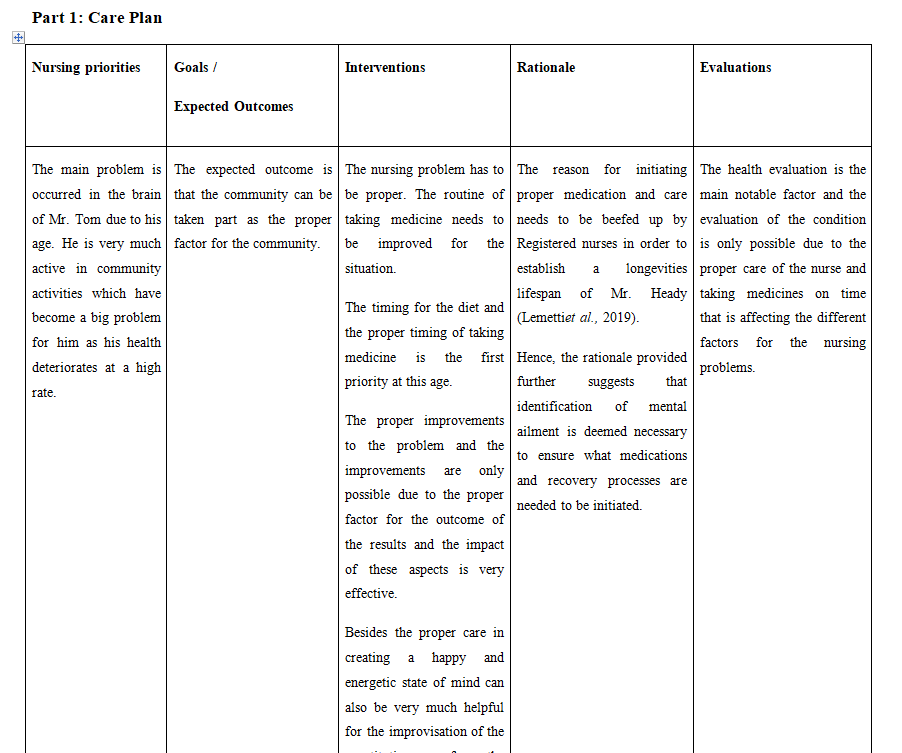 HSNS370 Care Plan & Case Analysis Sample Paper-2