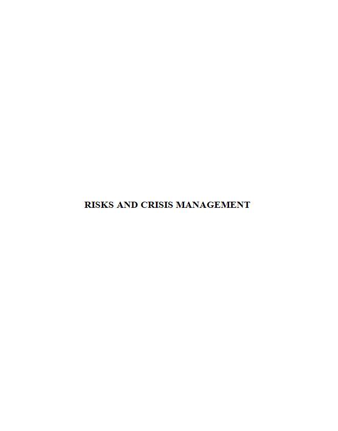 BUSM117 RIska and Crisis Management Sample Paper-1