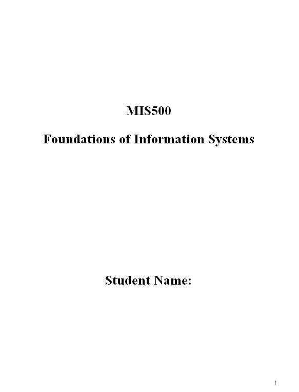 MIS500 Foundations of Information Systems Sample Paper-1